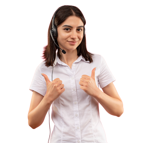 Support agent with a laptop