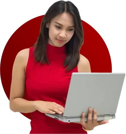 Woman working on a laptop